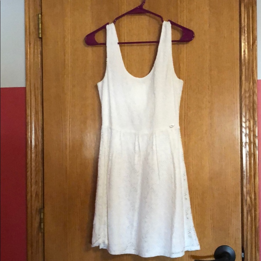 White lace dress with an open back